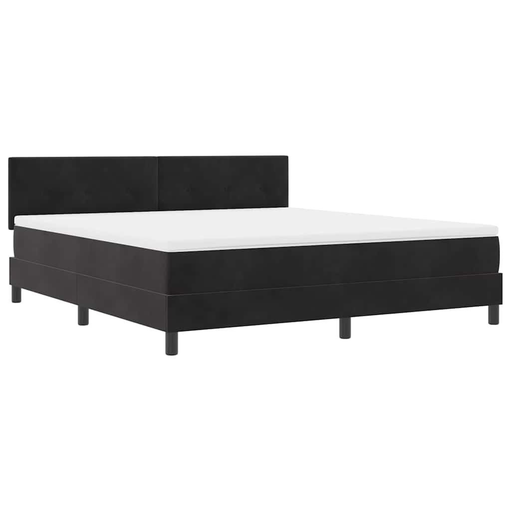Κρεβάτι με ελατήρια με στρώμα Μαύρο 180 x 200 cm Βελούδο - Pakobazaar