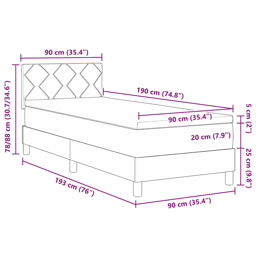 Κρεβάτι με ελατήρια με κεφαλάρι Ροζ 90 x 190 cm Βελούδο