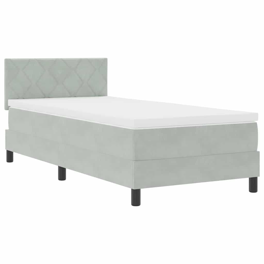 Κρεβάτι με ελατήρια Ανοιχτό γκρι 90 x 200 cm Βελούδο