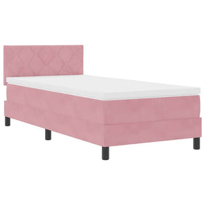 Κρεβάτι με ελατήρια με κεφαλάρι Ροζ 90 x 200 cm Βελούδο - Pakobazaar
