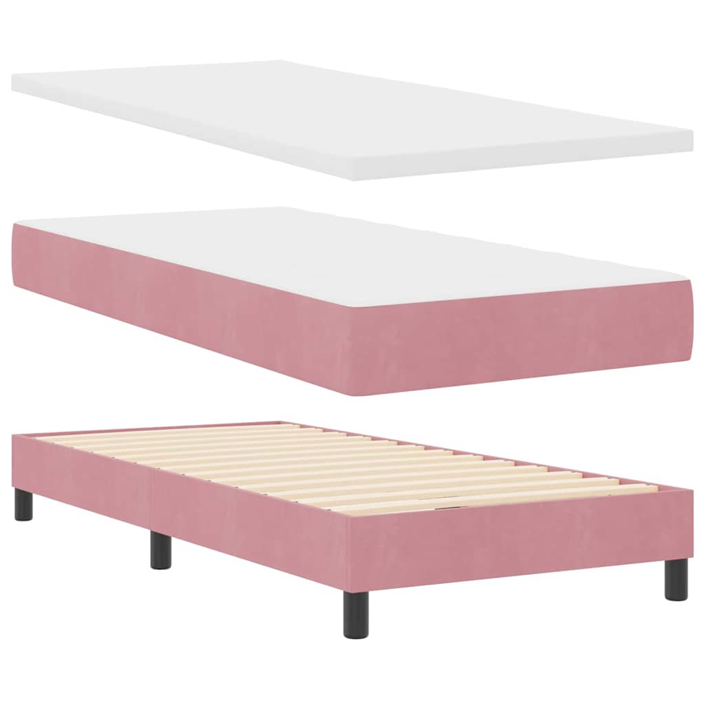 Κρεβάτι με ελατήρια με κεφαλάρι Ροζ 90 x 200 cm Βελούδο - Pakobazaar