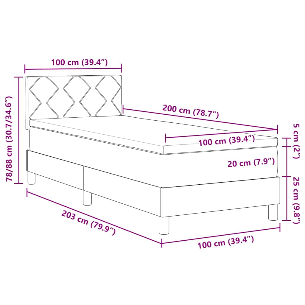 Κρεβάτι με ελατήρια Σκούρο Μπλε 100 x 200 cm Βελούδο