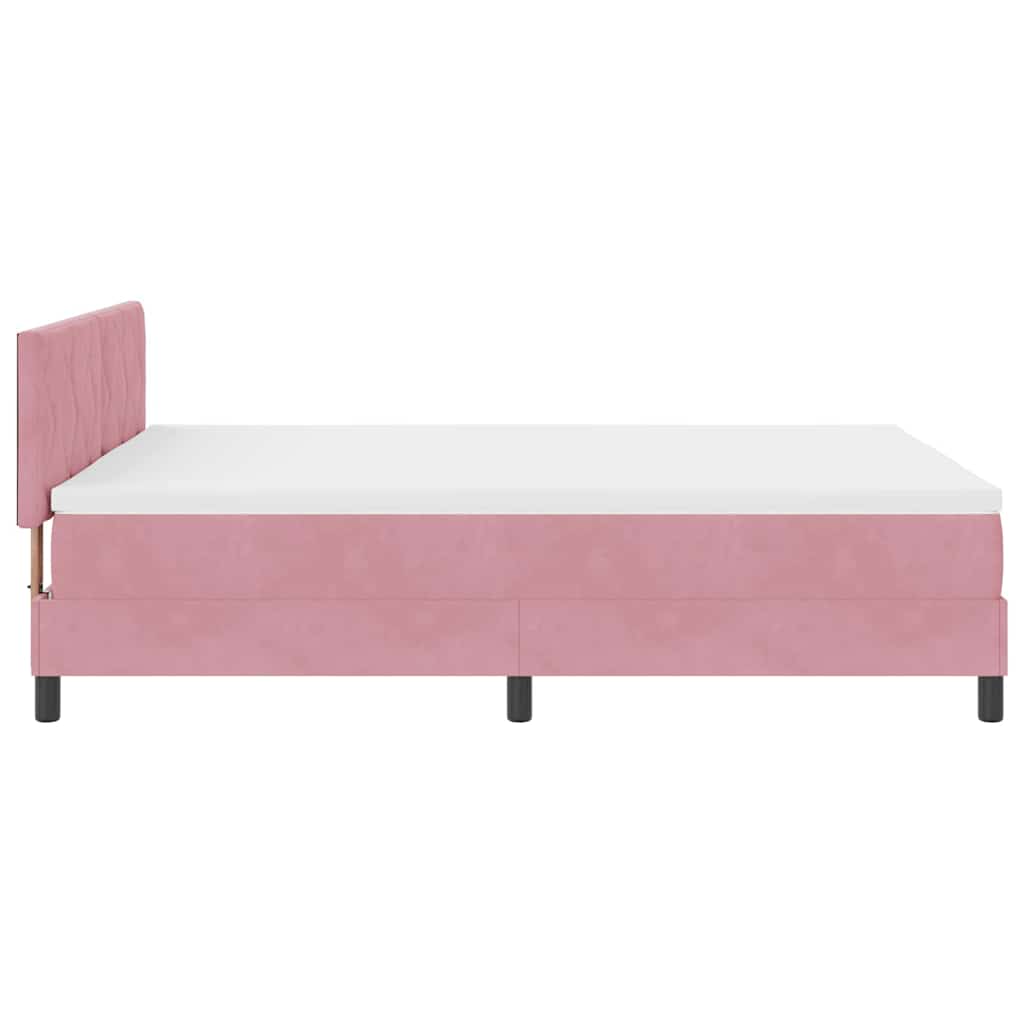 Κρεβάτι με ελατήρια με κεφαλάρι Ροζ 140 x 190 cm Βελούδο - Pakobazaar