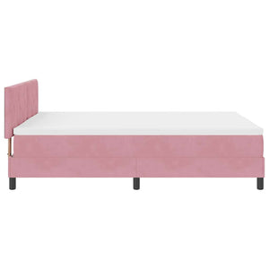 Κρεβάτι με ελατήρια με κεφαλάρι Ροζ 140 x 190 cm Βελούδο - Pakobazaar