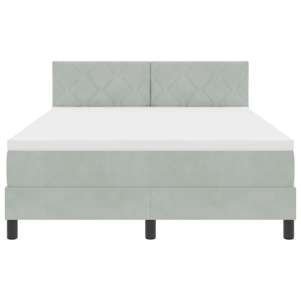 Κρεβάτι με ελατήρια Ανοιχτό γκρι 160 x 200 cm Βελούδο - Pakobazaar
