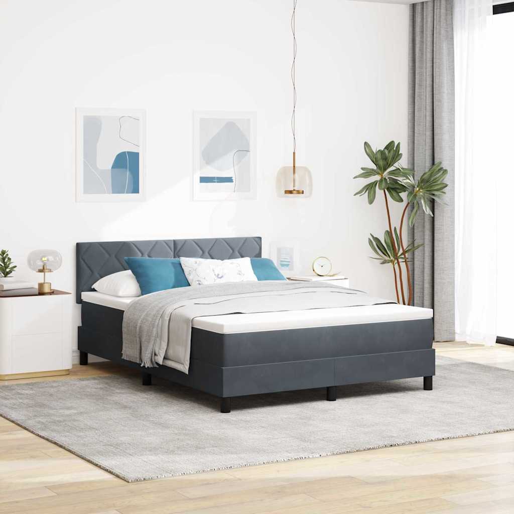 Κρεβάτι με ελατήρια Σκούρο Γκρι 160 x 200 cm Βελούδο - Pakobazaar