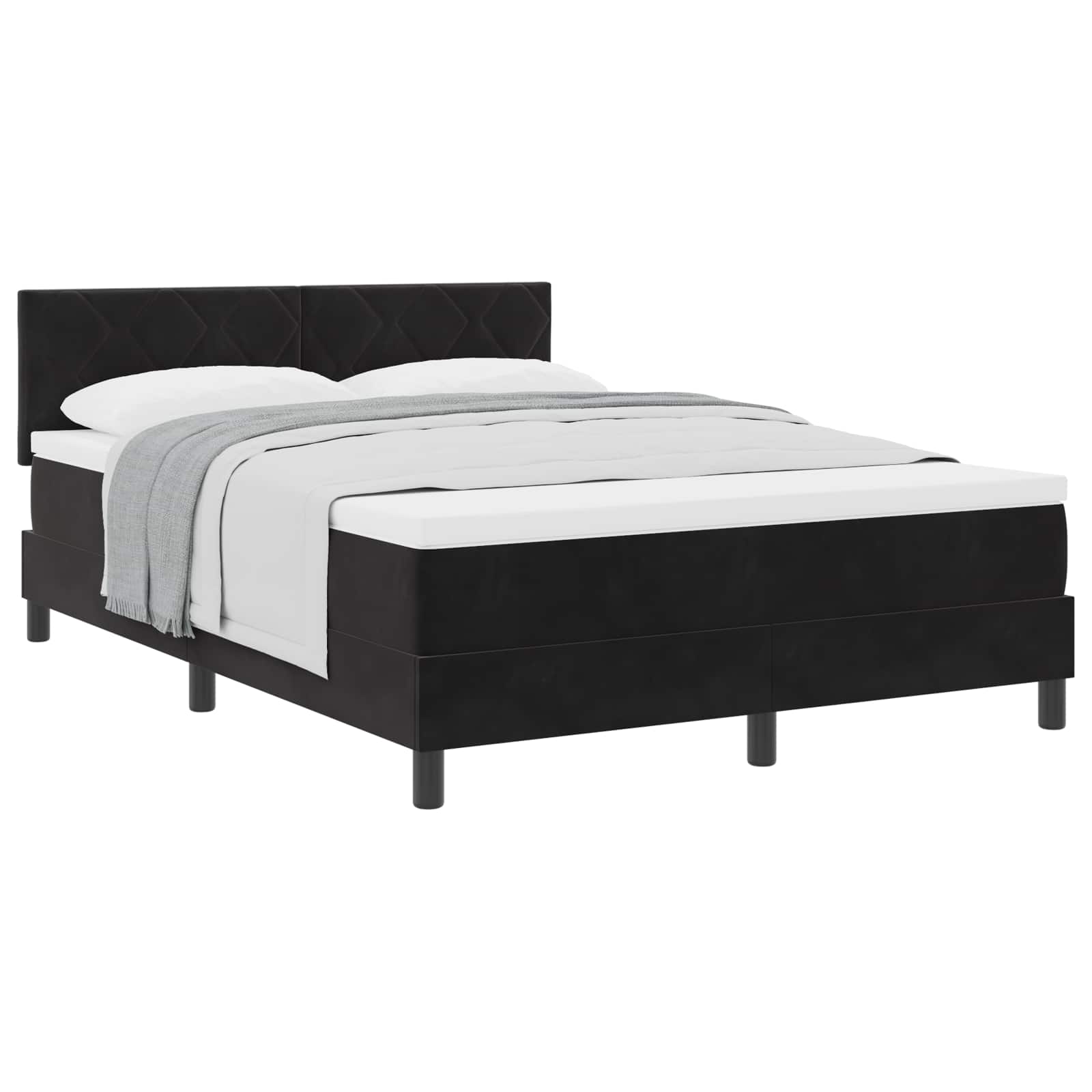 Κρεβάτι με ελατήρια με κεφαλάρι Μαύρο 160 x 200 cm Βελούδο - Pakobazaar