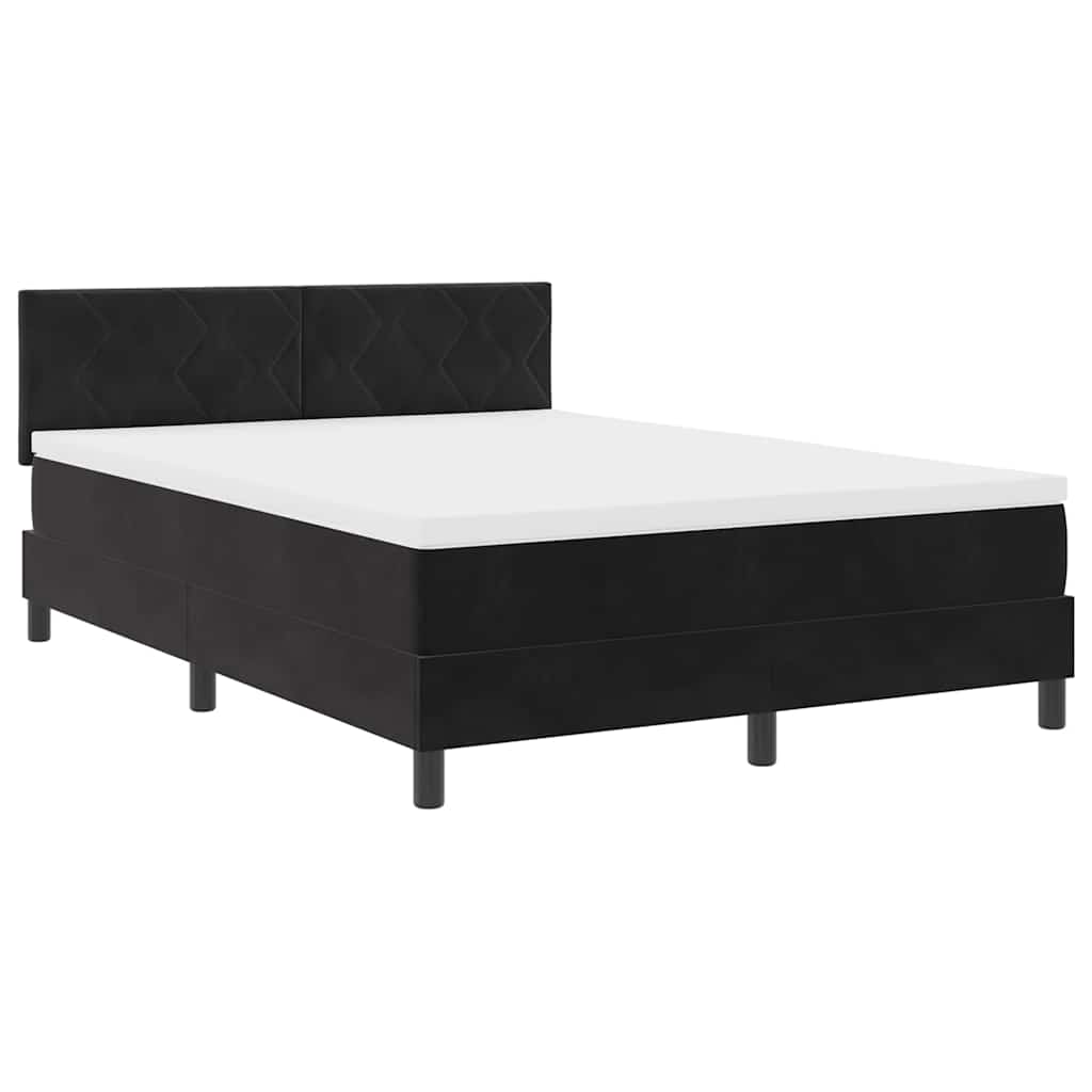 Κρεβάτι με ελατήρια με κεφαλάρι Μαύρο 160 x 200 cm Βελούδο - Pakobazaar