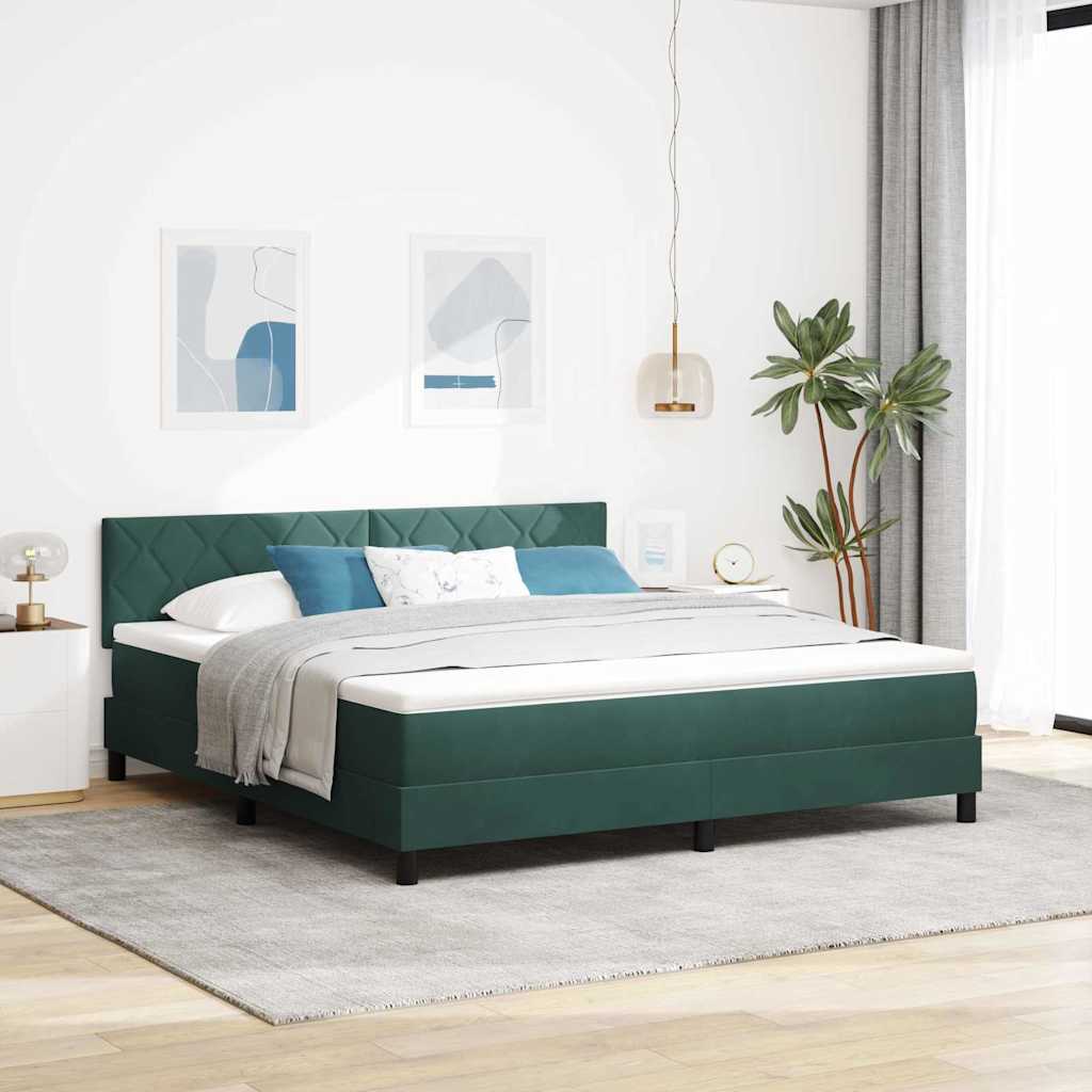 Κρεβάτι με ελατήρια Σκούρο Πράσινο 180 x 200 cm Βελούδο - Pakobazaar