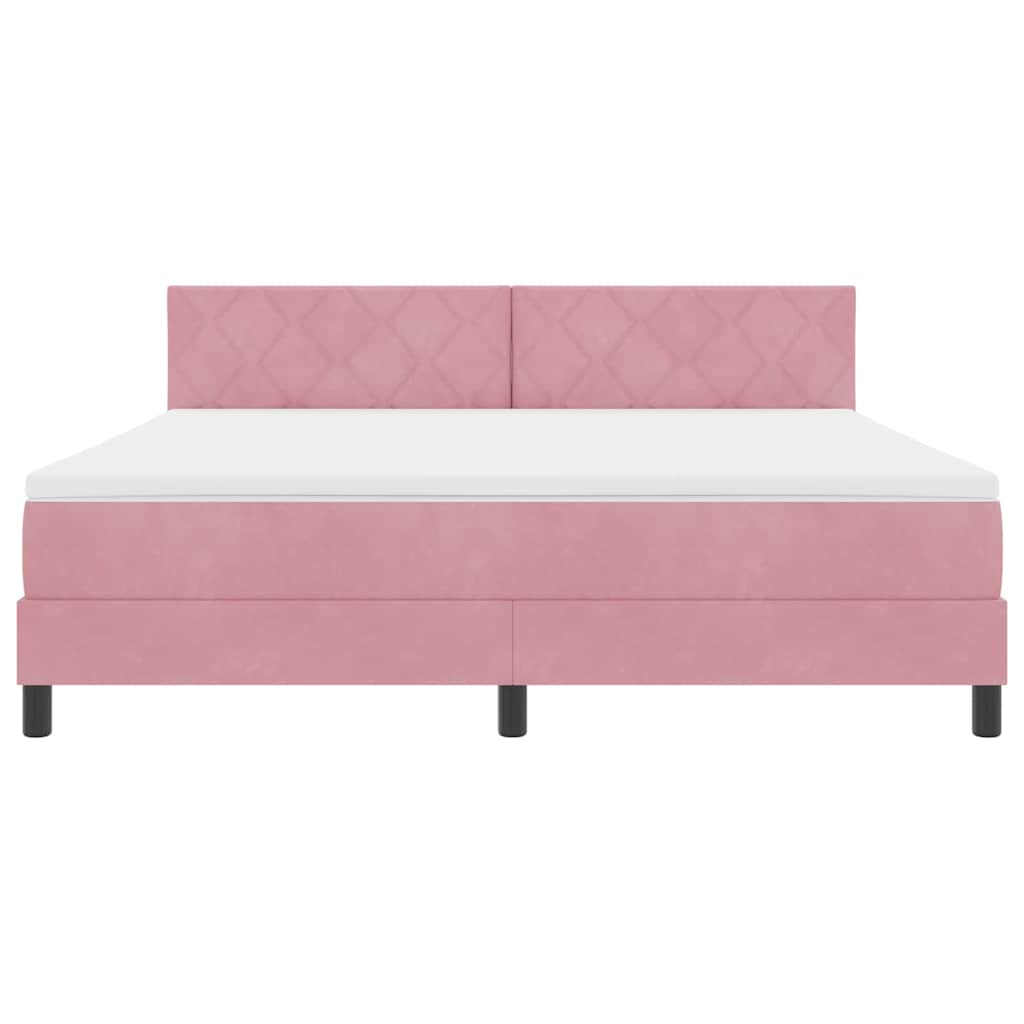 Κρεβάτι με ελατήρια με στρώμα Ροζ 180 x 200 cm Βελούδο - Pakobazaar