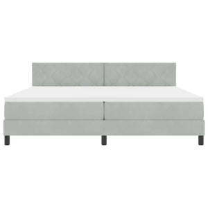 Κρεβάτι με ελατήρια Ανοιχτό γκρι 200 x 200 cm Βελούδο - Pakobazaar