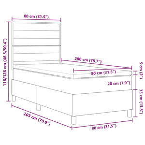 Κρεβάτι με ελατήρια με στρώμα Μαύρο 80 x 200 cm ύφασμα - Pakobazaar