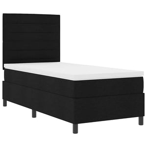 Κρεβάτι με ελατήρια με στρώμα Μαύρο 90 x 190 cm ύφασμα - Pakobazaar