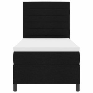 Κρεβάτι με ελατήρια με στρώμα Μαύρο 90 x 190 cm ύφασμα - Pakobazaar