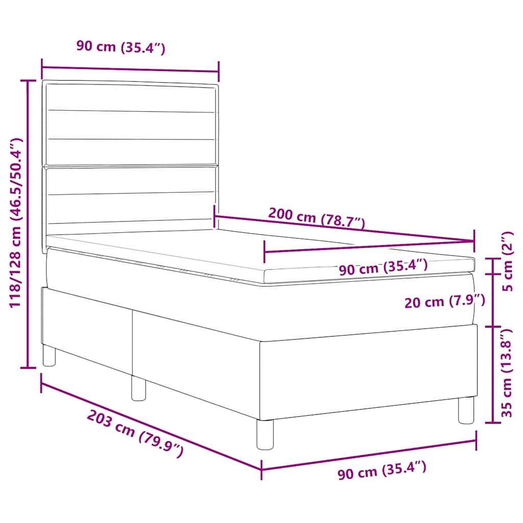 Κρεβάτι με ελατήρια με στρώμα Κρεμ 90 x 200 cm ύφασμα - Pakobazaar