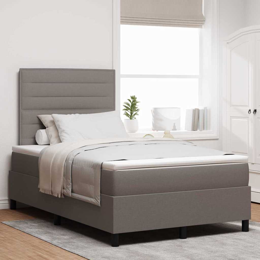 Κρεβάτι με ελατήρια με στρώμα Taupe 120 x 190 cm ύφασμα - Pakobazaar
