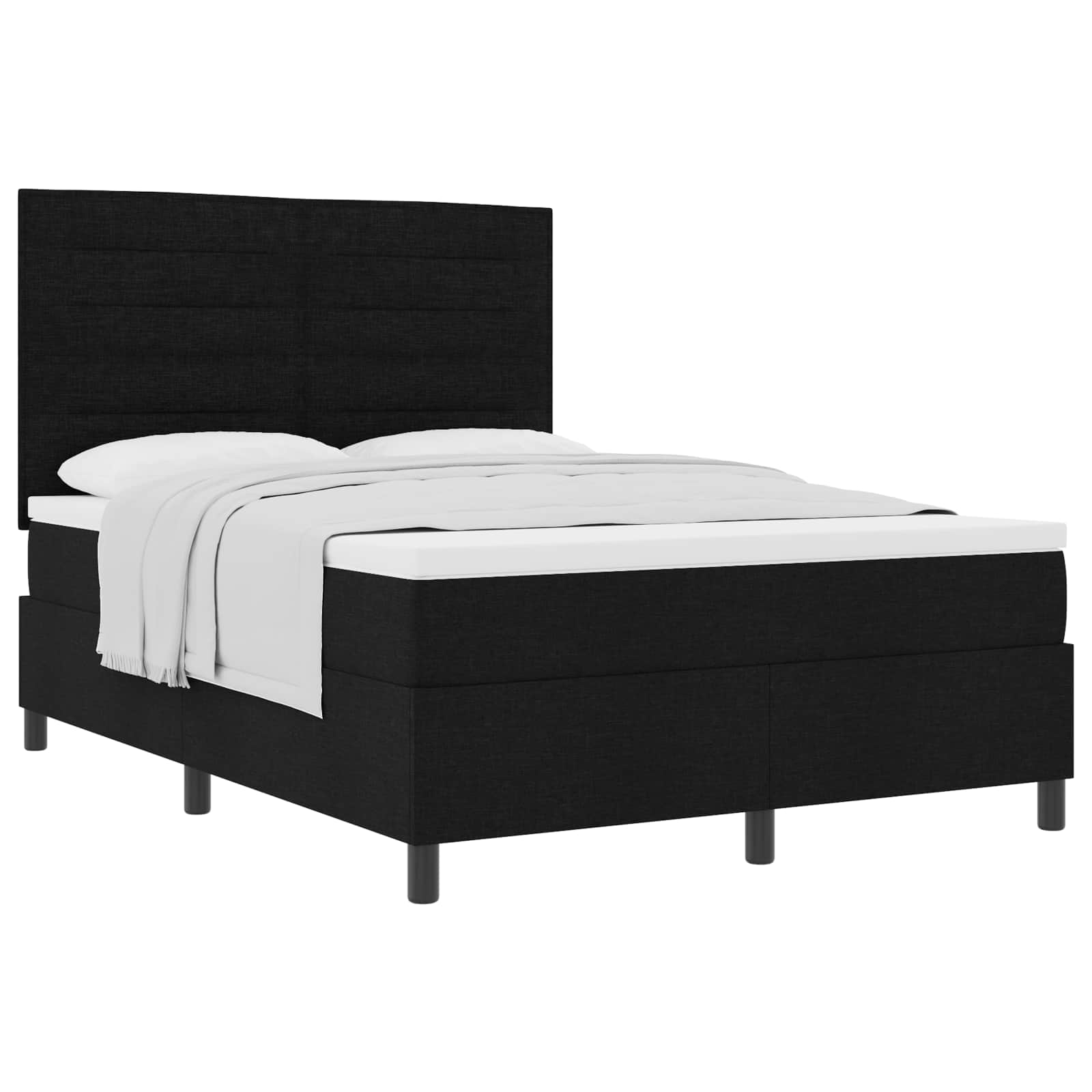 Κρεβάτι με ελατήρια με στρώμα Μαύρο 140 x 190 cm ύφασμα - Pakobazaar