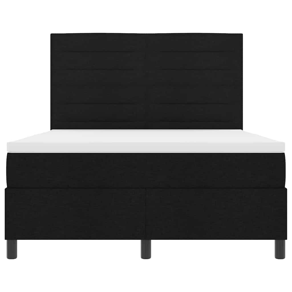 Κρεβάτι με ελατήρια με στρώμα Μαύρο 140 x 190 cm ύφασμα - Pakobazaar
