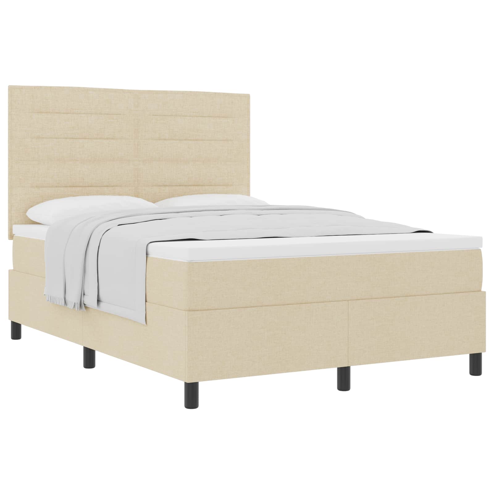 Κρεβάτι με ελατήρια με στρώμα Κρεμ 140 x 190 cm ύφασμα - Pakobazaar