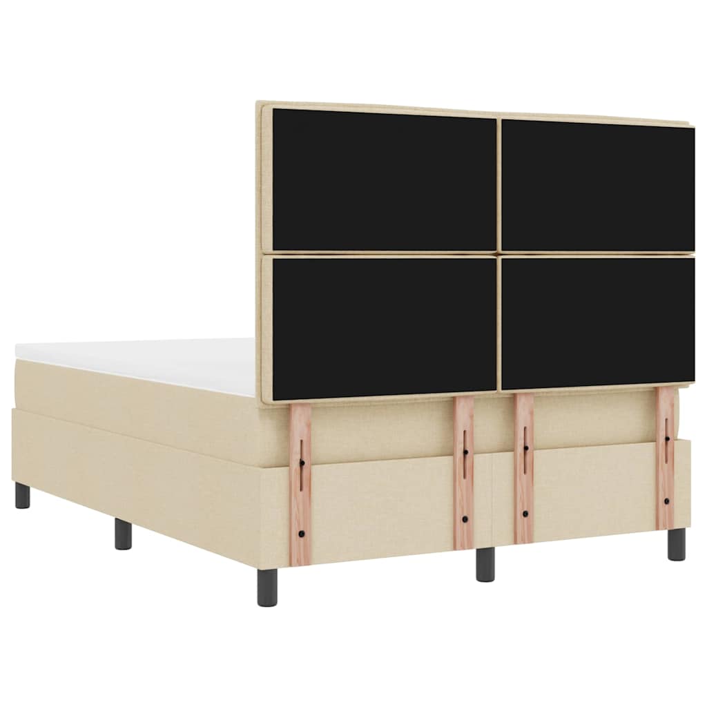 Κρεβάτι με ελατήρια με στρώμα Κρεμ 140 x 190 cm ύφασμα - Pakobazaar