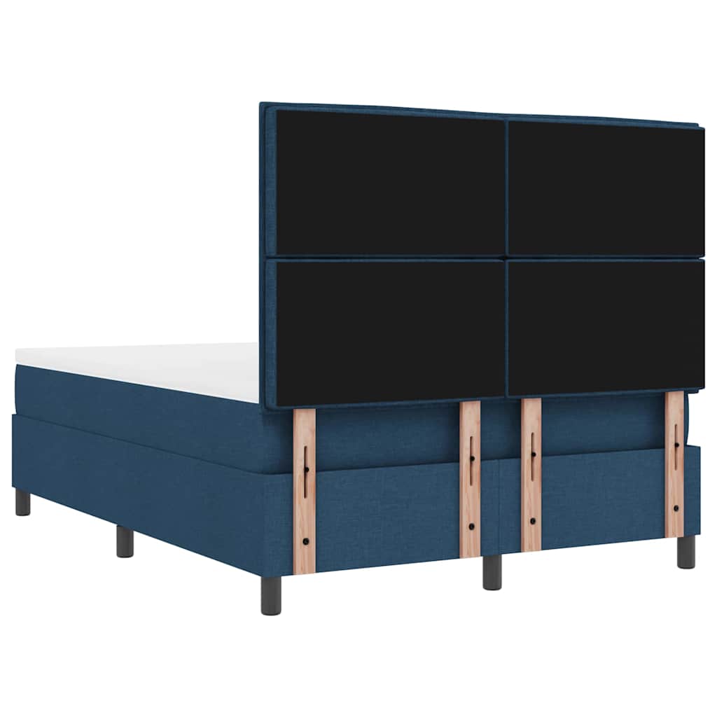 Κρεβάτι με ελατήρια με στρώμα Μπλε 140 x 190 cm ύφασμα - Pakobazaar