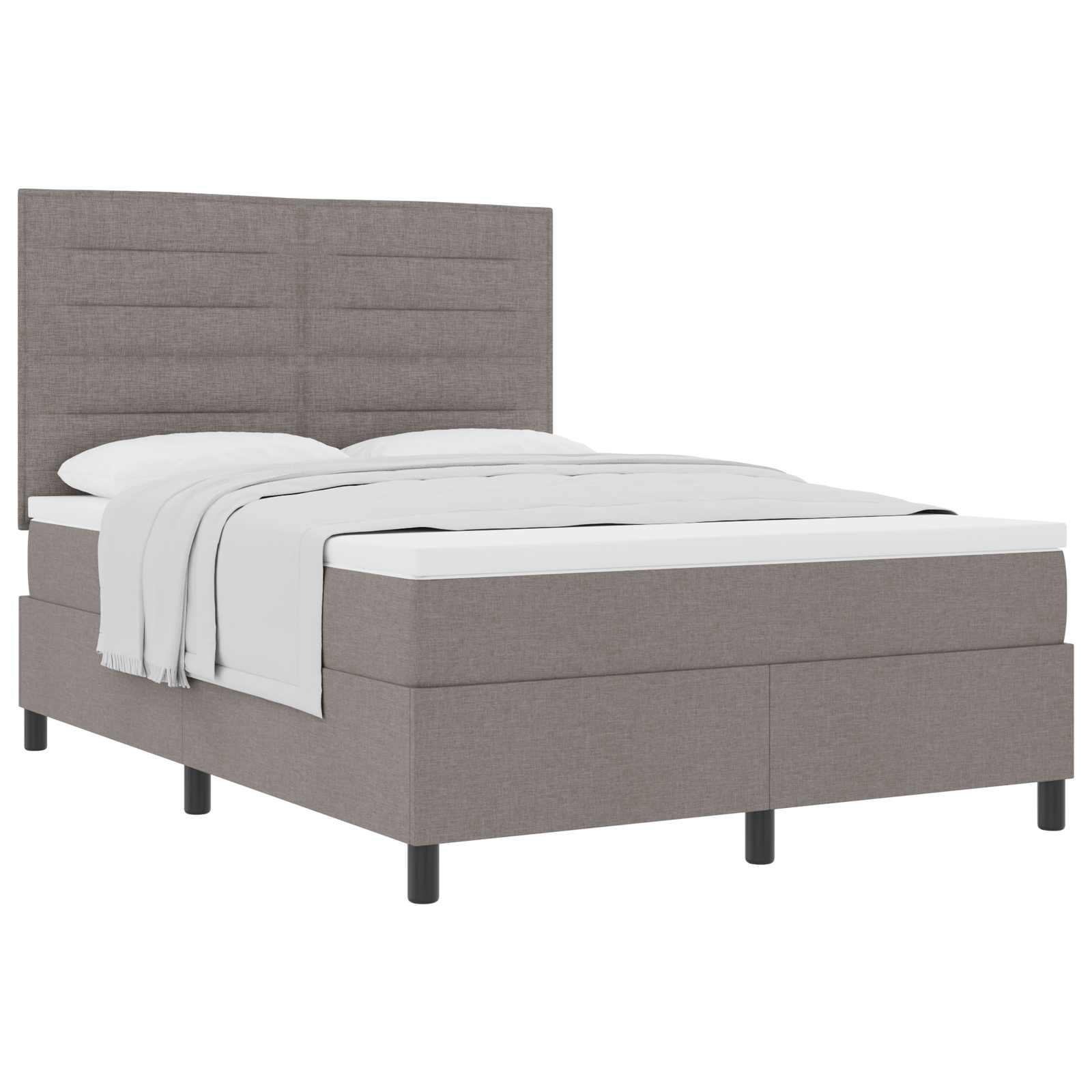Κρεβάτι με ελατήρια με στρώμα Taupe 140 x 200 cm ύφασμα - Pakobazaar