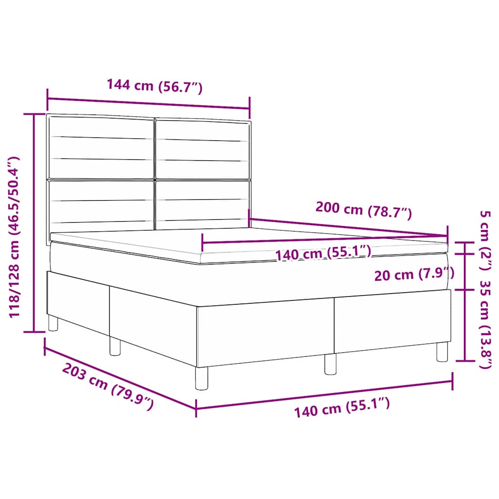 Κρεβάτι με ελατήρια με στρώμα Μπλε 140 x 200 cm ύφασμα - Pakobazaar