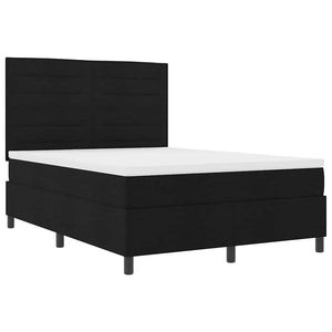 Κρεβάτι με ελατήρια με στρώμα Μαύρο 160 x 200 cm ύφασμα - Pakobazaar