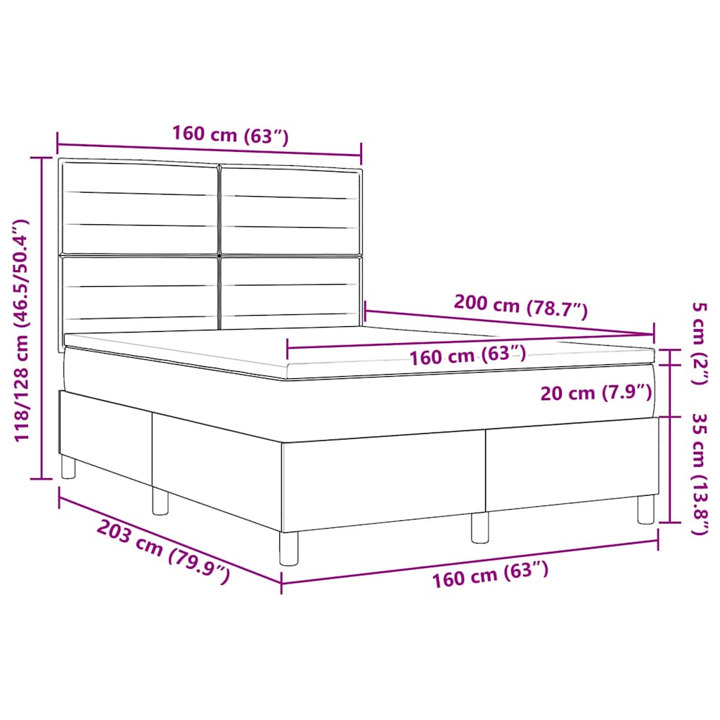 Κρεβάτι με ελατήρια με στρώμα Κρεμ 160 x 200 cm ύφασμα - Pakobazaar