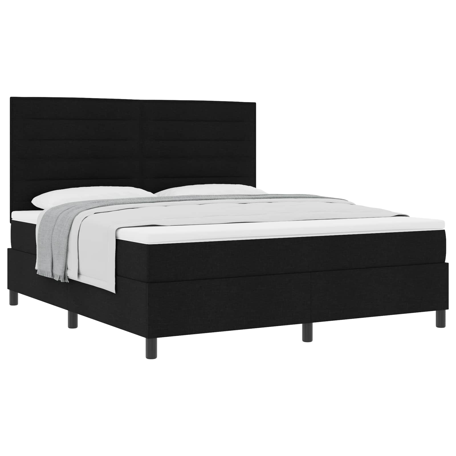Κρεβάτι με ελατήρια με στρώμα Μαύρο 180 x 200 cm ύφασμα - Pakobazaar