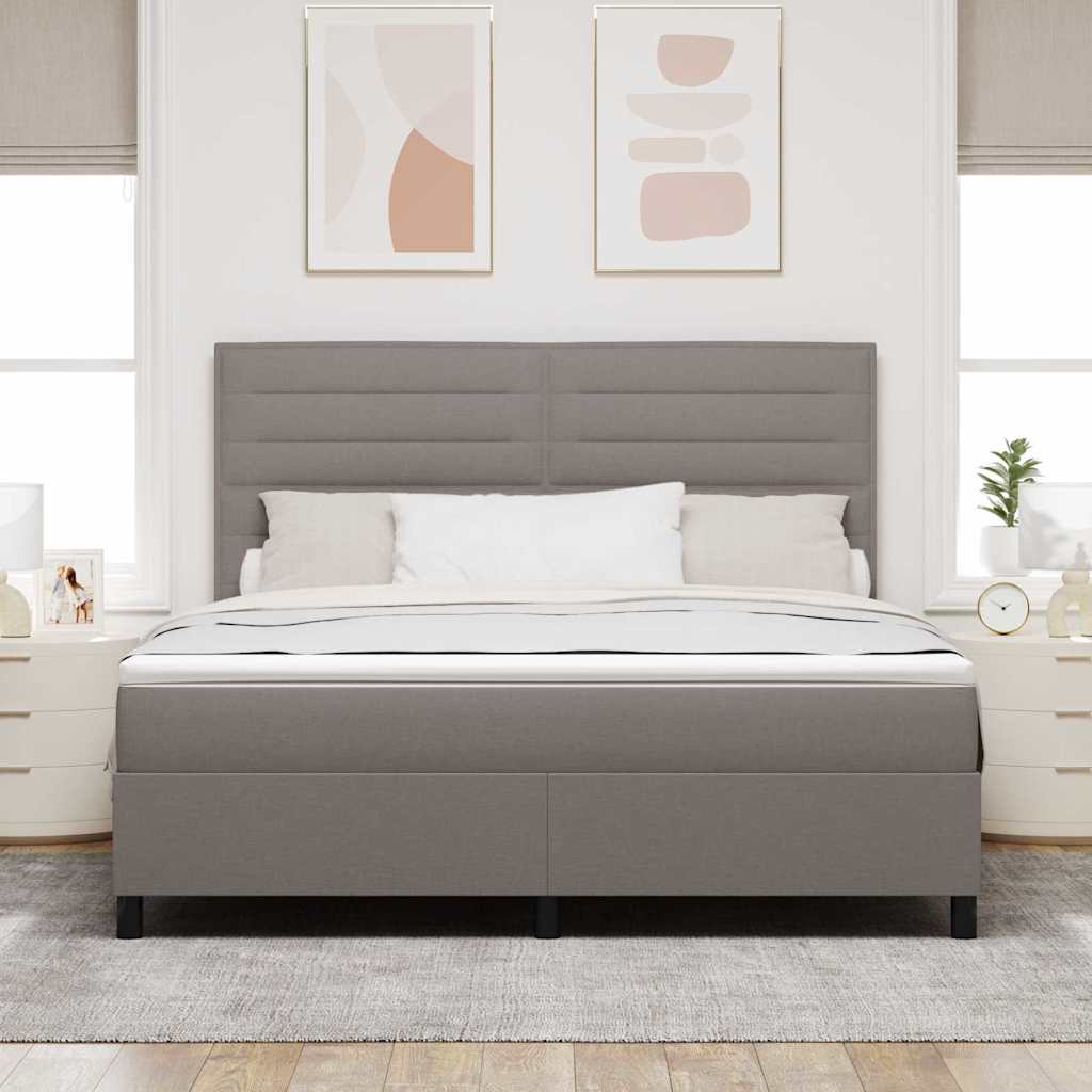 Κρεβάτι με ελατήρια με στρώμα Taupe 180 x 200 cm ύφασμα - Pakobazaar