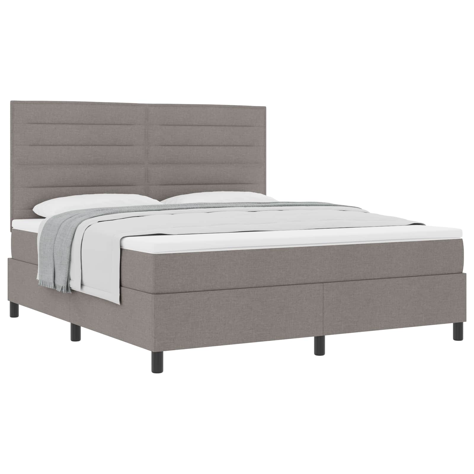 Κρεβάτι με ελατήρια με στρώμα Taupe 180 x 200 cm ύφασμα - Pakobazaar