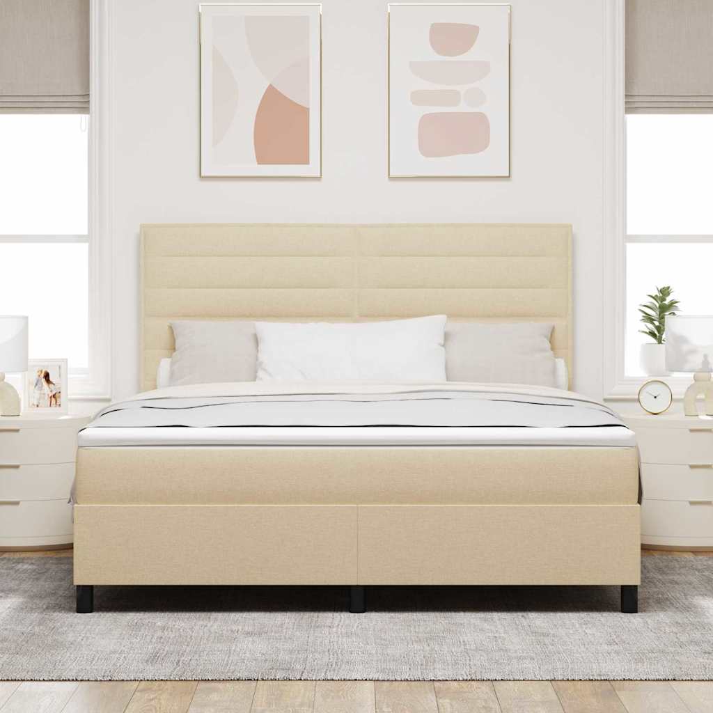 Κρεβάτι με ελατήρια με στρώμα Κρεμ 180 x 200 cm ύφασμα