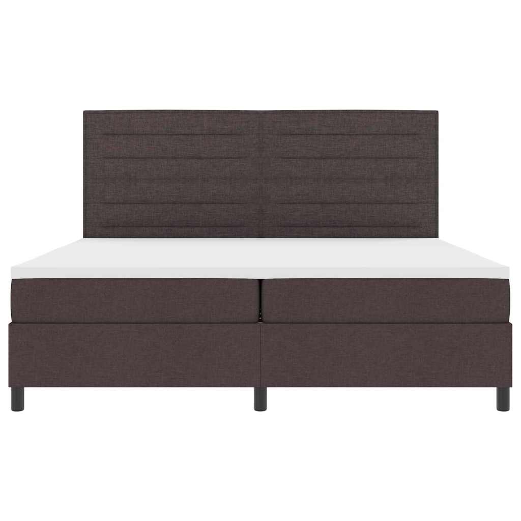 Κρεβάτι με ελατήρια με στρώμα Σκούρο Καφέ 200 x 200 cm ύφασμα - Pakobazaar