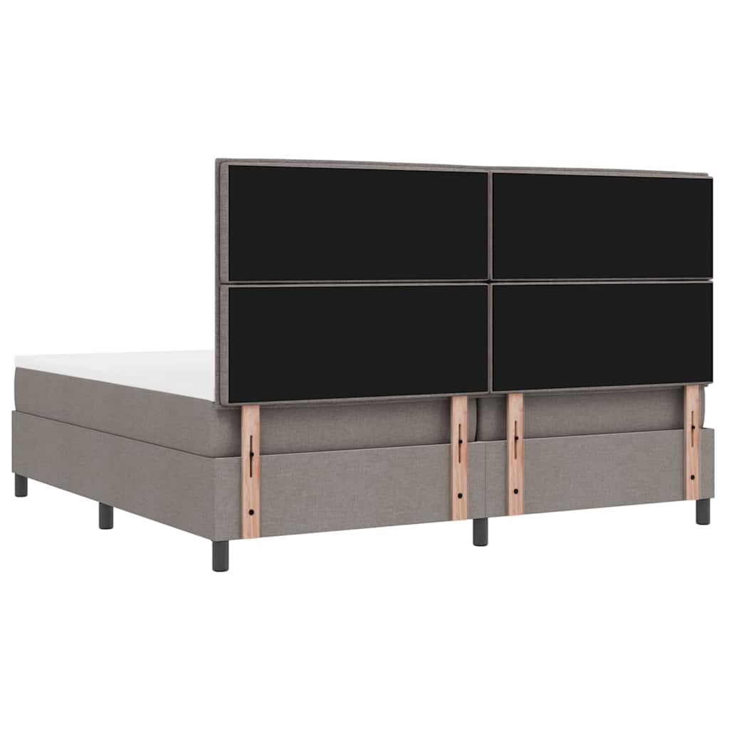 Κρεβάτι με ελατήρια με στρώμα Taupe 200 x 200 cm ύφασμα - Pakobazaar