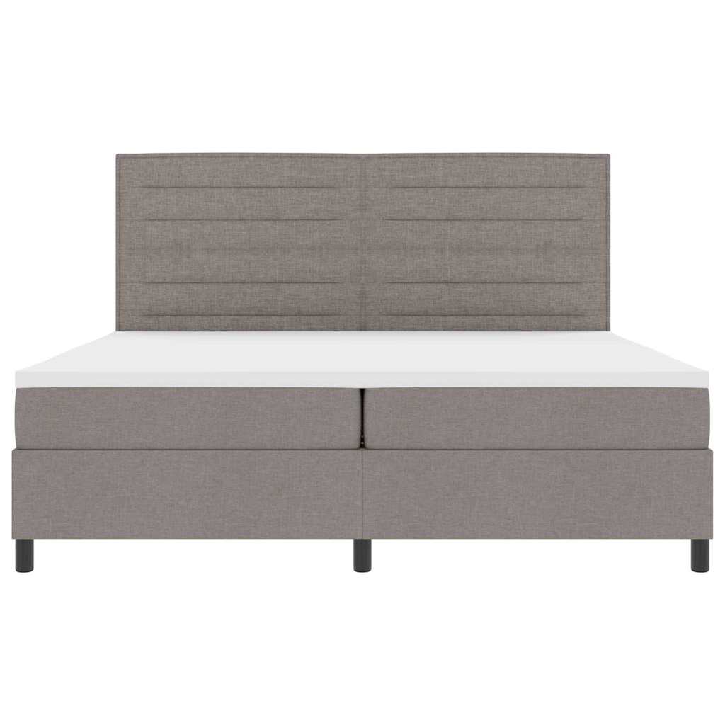 Κρεβάτι με ελατήρια με στρώμα Taupe 200 x 200 cm ύφασμα - Pakobazaar