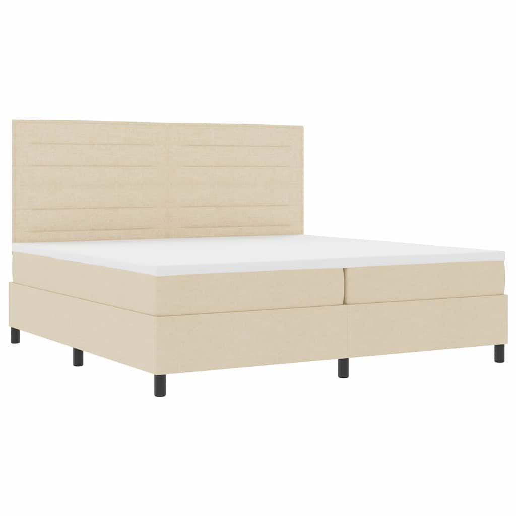 Κρεβάτι με ελατήρια με στρώμα Κρεμ 200 x 200 cm ύφασμα - Pakobazaar