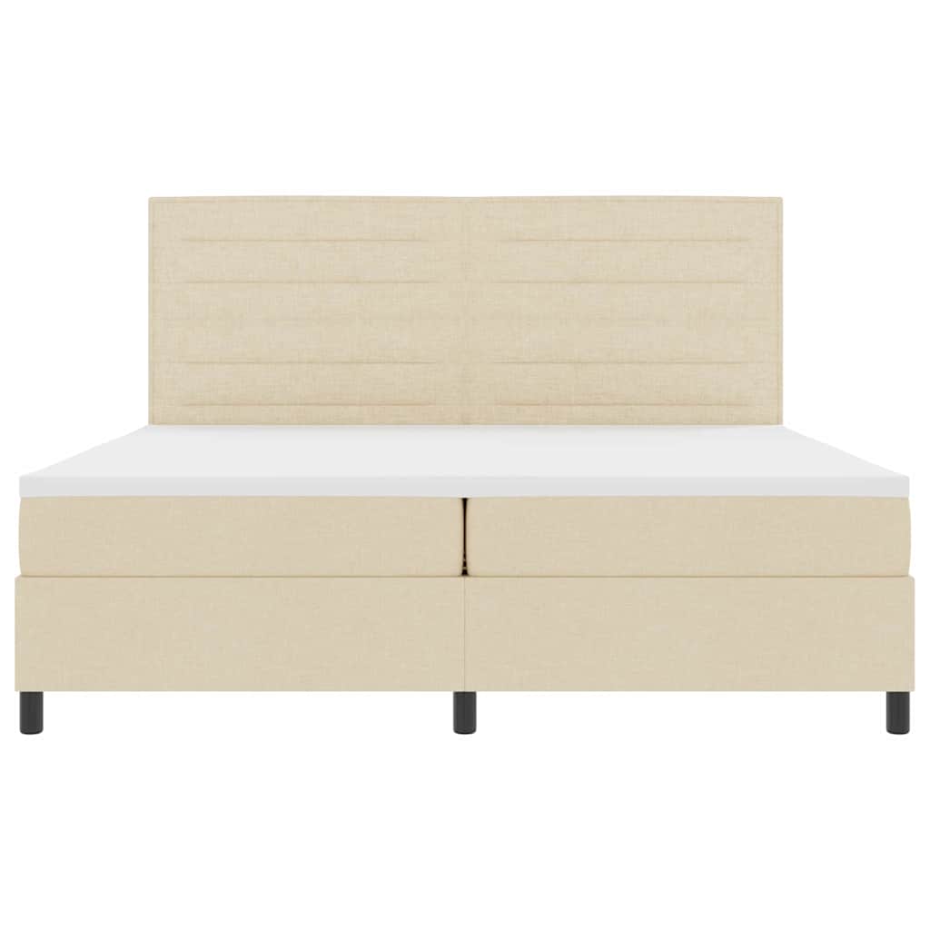 Κρεβάτι με ελατήρια με στρώμα Κρεμ 200 x 200 cm ύφασμα - Pakobazaar