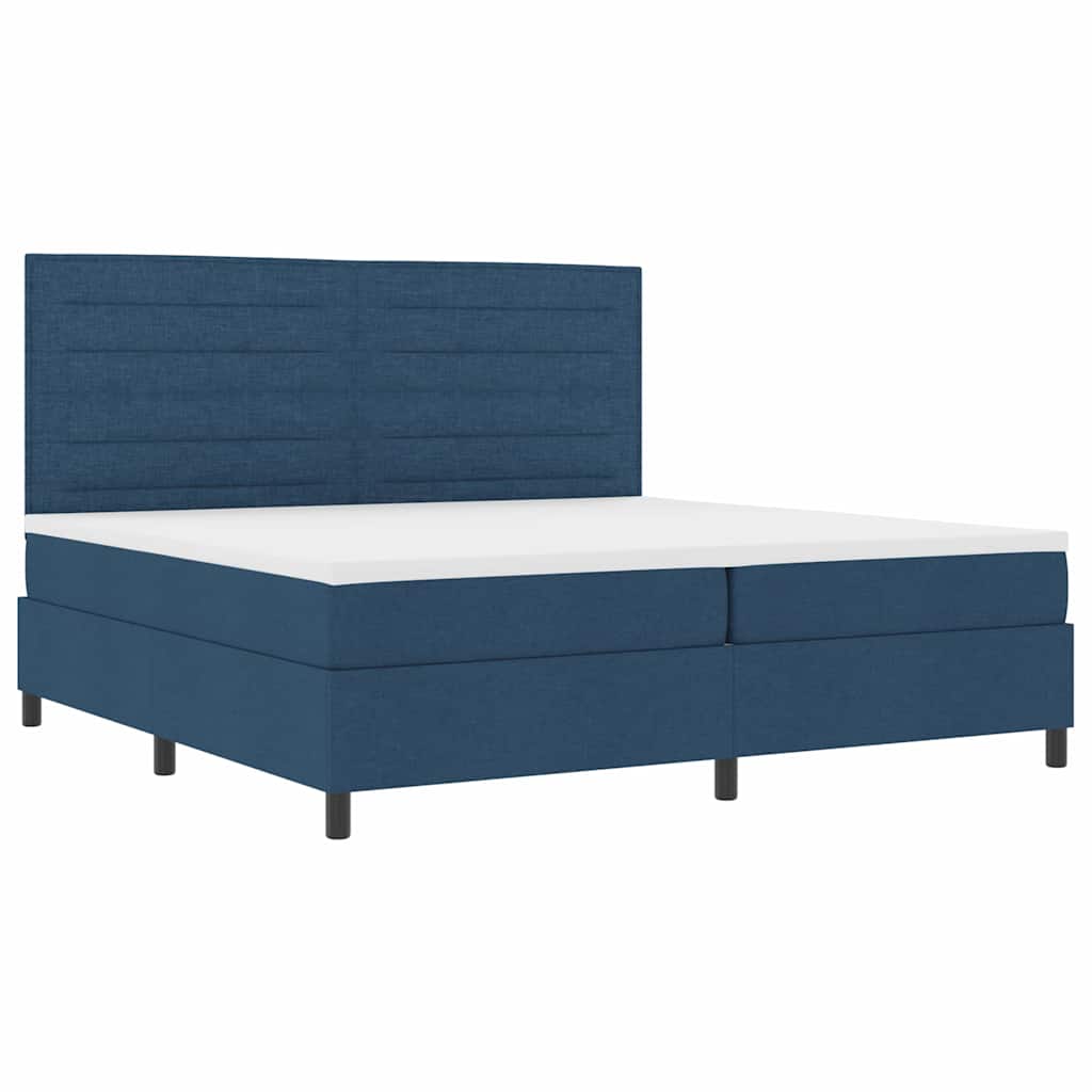 Κρεβάτι με ελατήρια με στρώμα Μπλε 200 x 200 cm ύφασμα - Pakobazaar