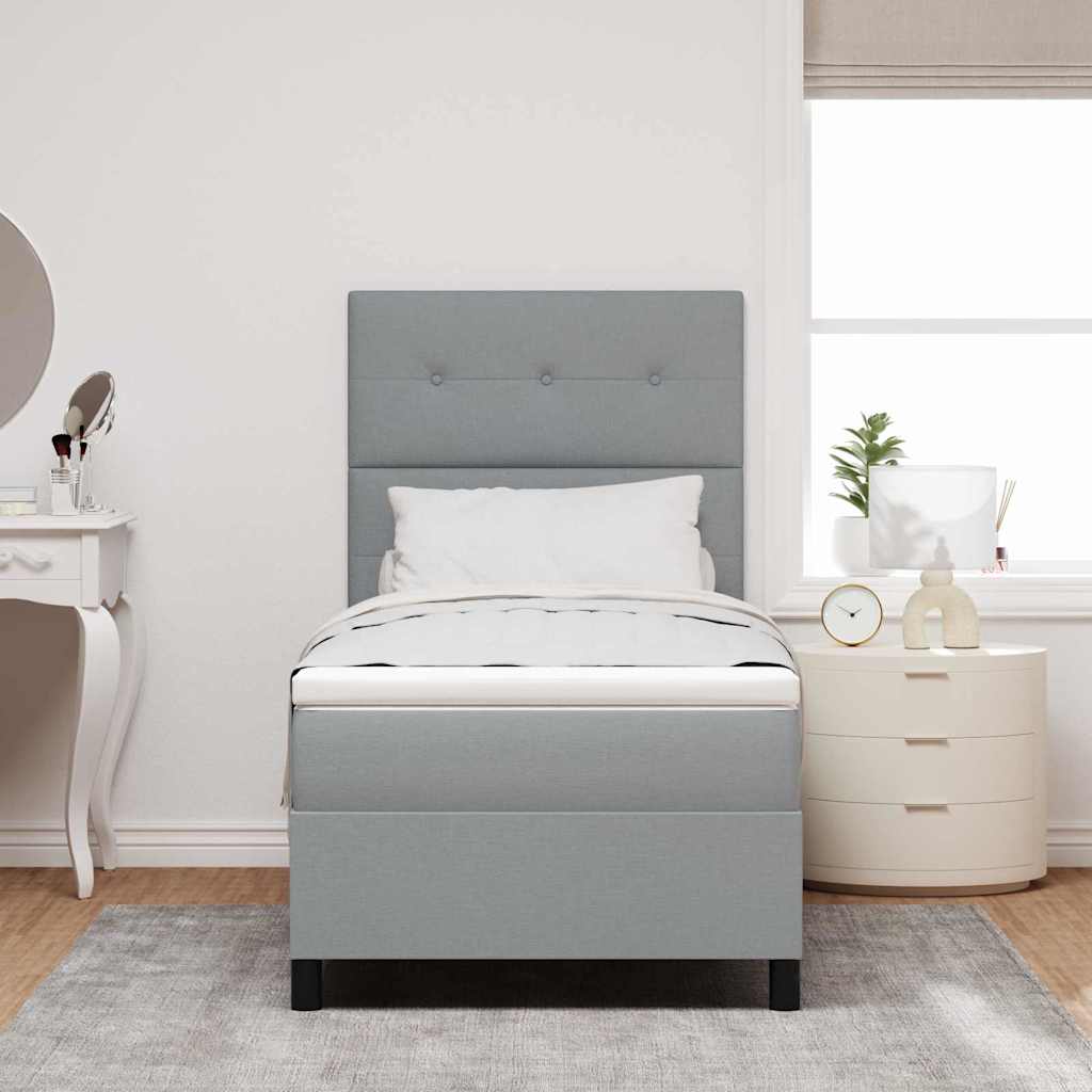 Κρεβάτι με ελατήρια με στρώμα Ανοιχτό γκρι 90 x 190 cm ύφασμα - Pakobazaar