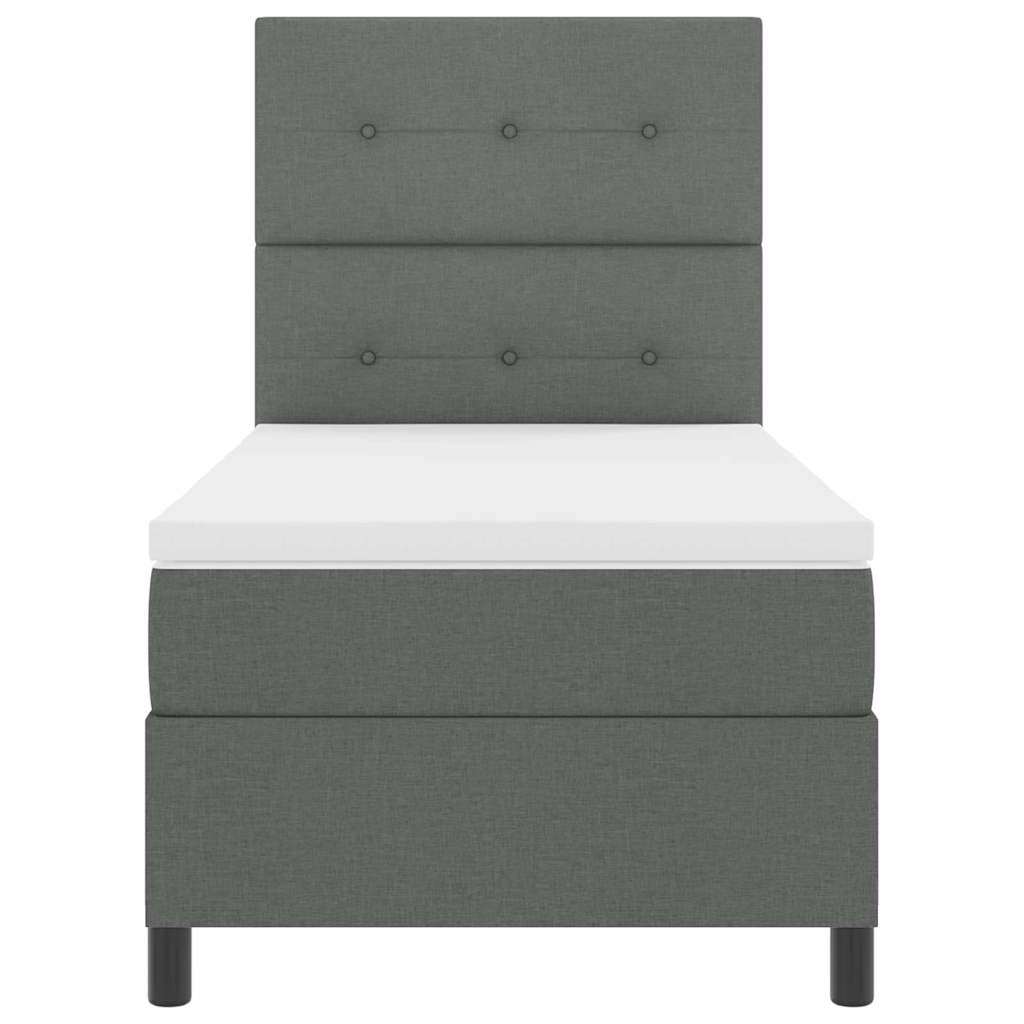 Κρεβάτι με ελατήρια με στρώμα Σκούρο Γκρι 90 x 190 cm ύφασμα - Pakobazaar