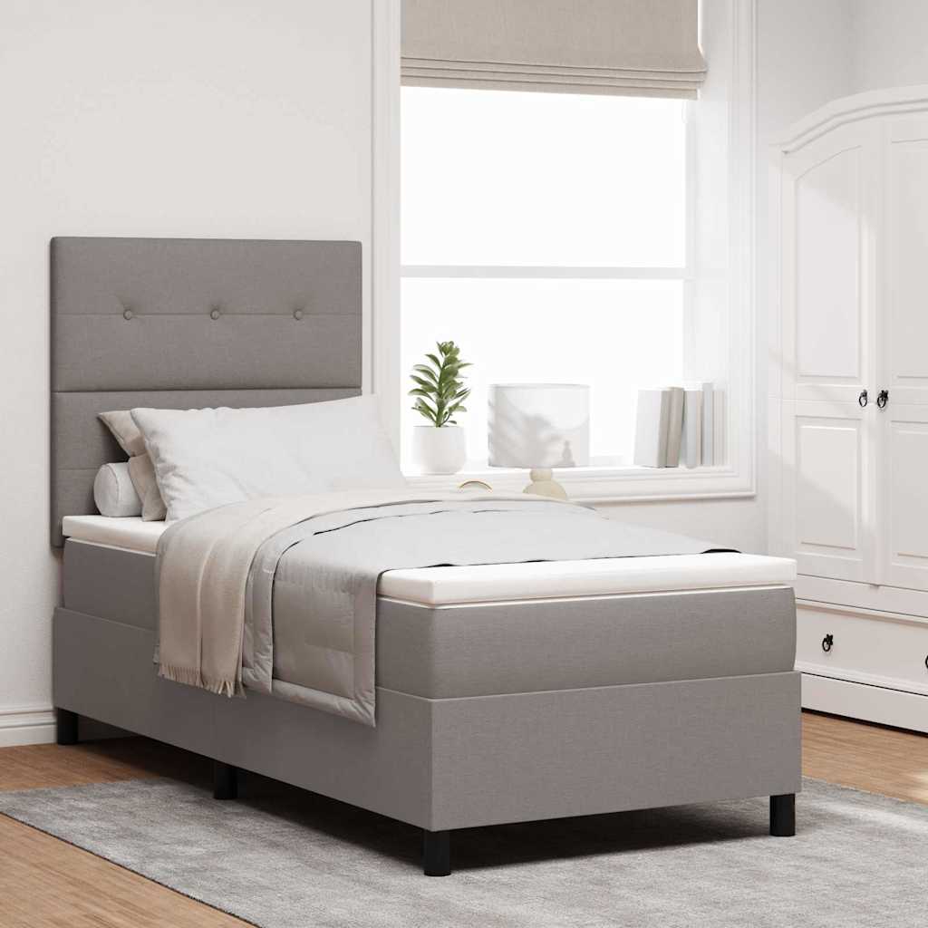 Κρεβάτι με ελατήρια με στρώμα Taupe 90 x 200 cm ύφασμα - Pakobazaar