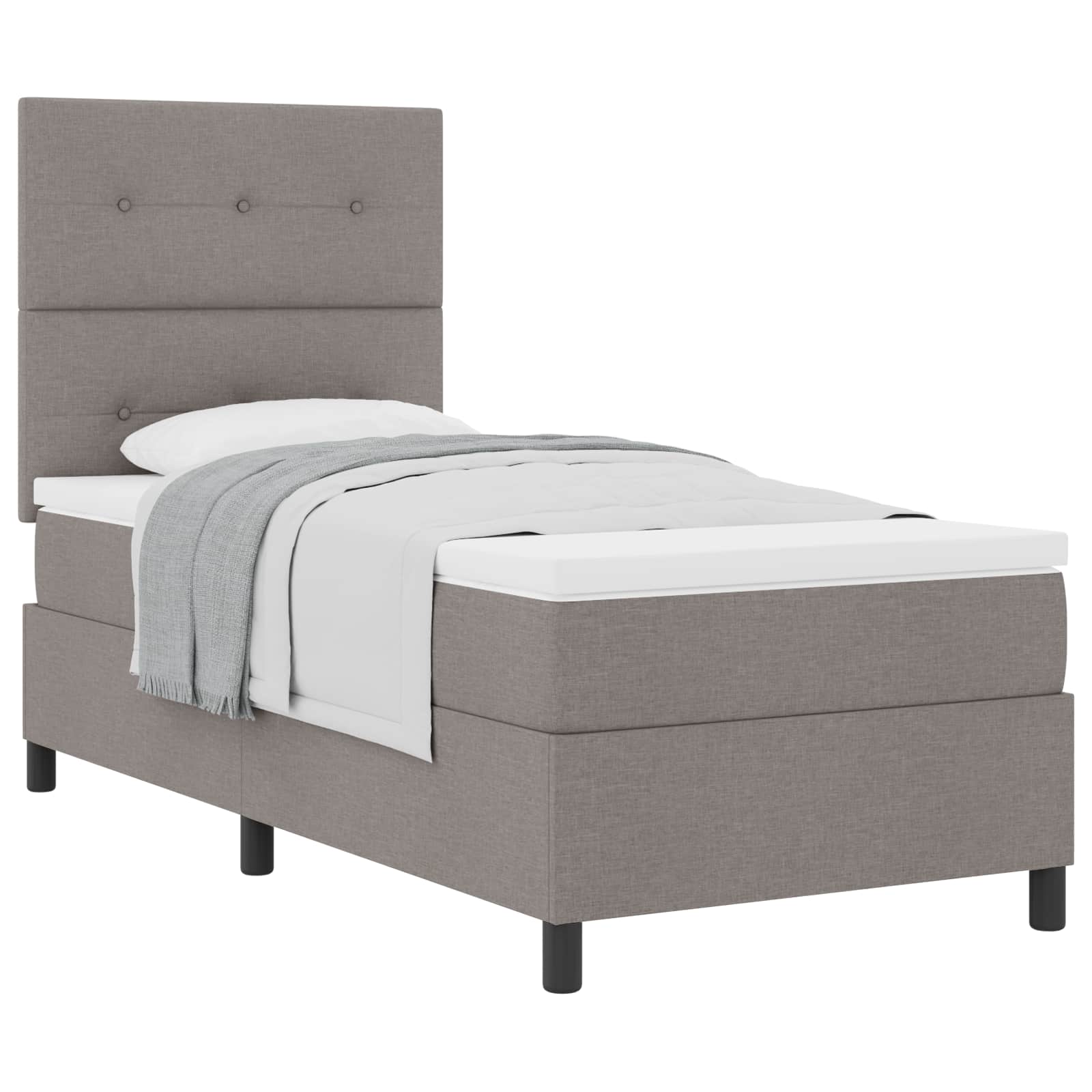 Κρεβάτι με ελατήρια με στρώμα Taupe 90 x 200 cm ύφασμα - Pakobazaar