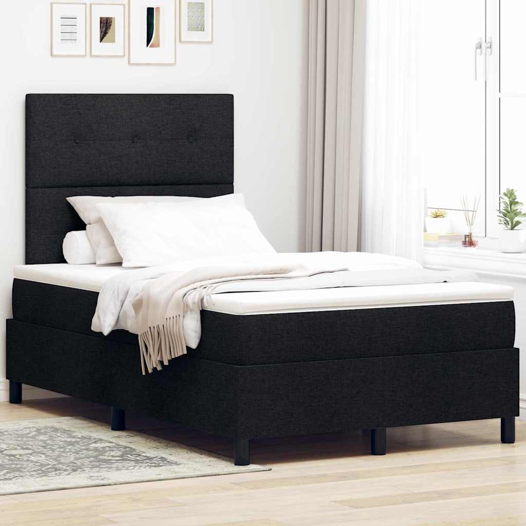Κρεβάτι με ελατήρια με κεφαλάρι Μαύρο 120 x 190 cm ύφασμα - Pakobazaar