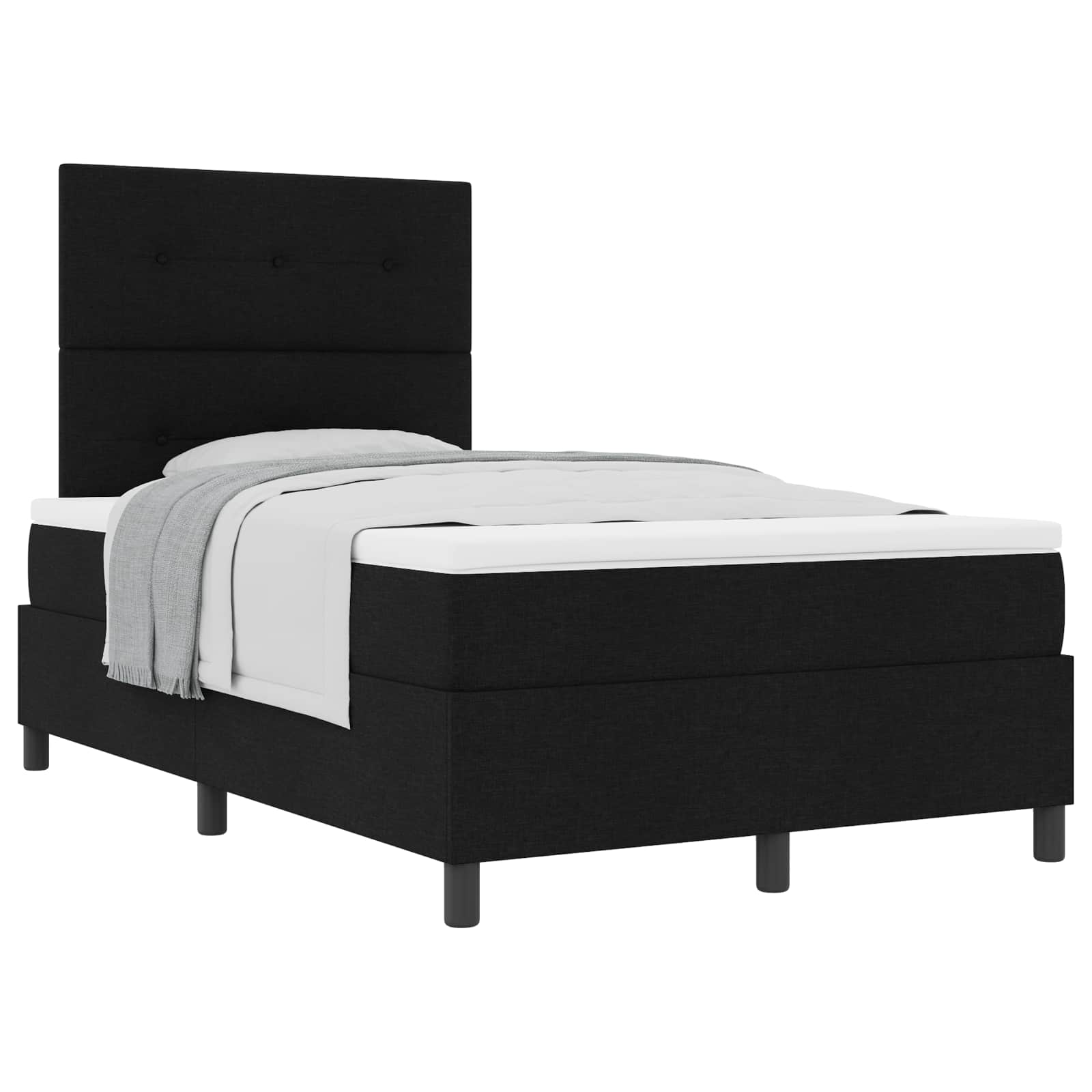 Κρεβάτι με ελατήρια με κεφαλάρι Μαύρο 120 x 190 cm ύφασμα - Pakobazaar