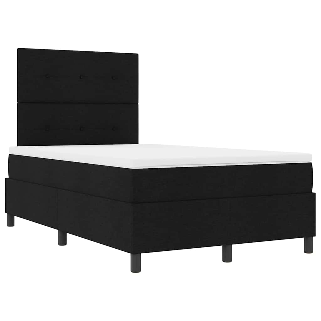 Κρεβάτι με ελατήρια με κεφαλάρι Μαύρο 120 x 190 cm ύφασμα - Pakobazaar