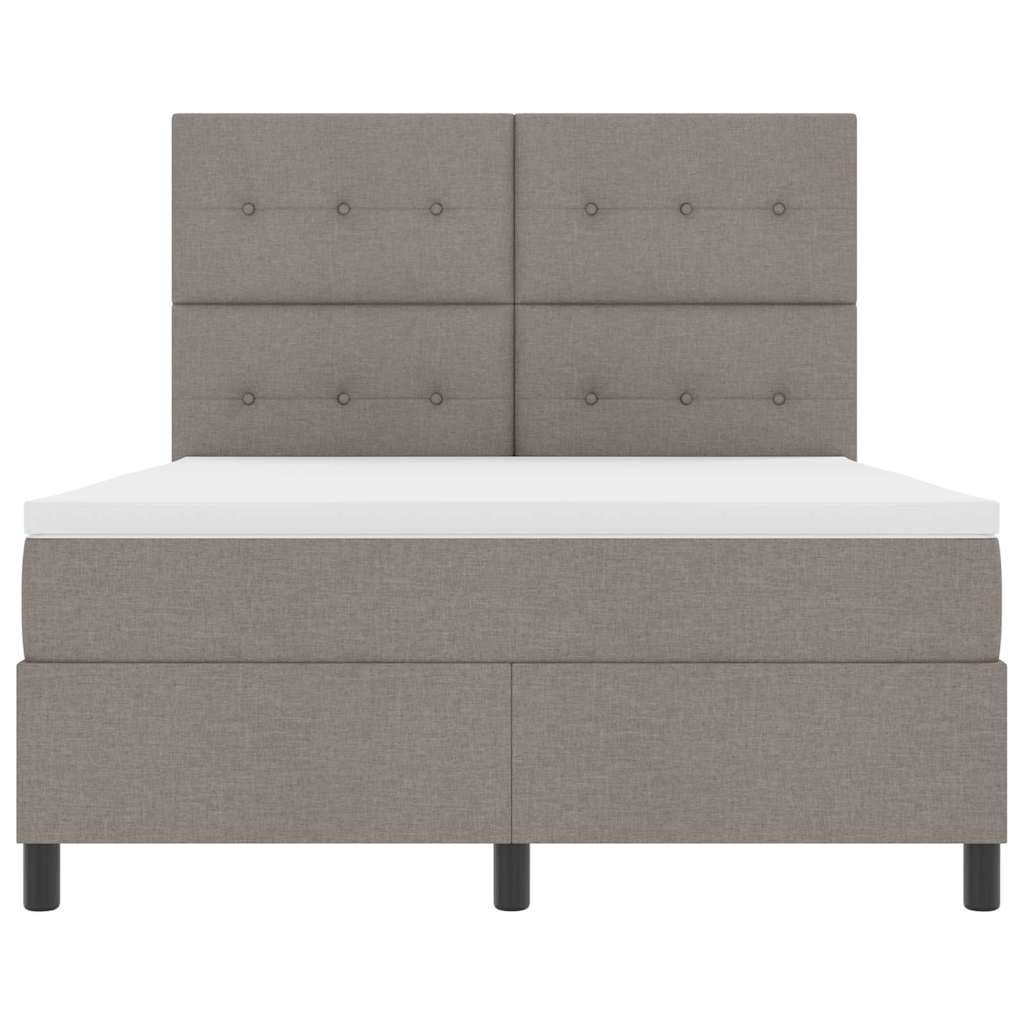 Κρεβάτι με ελατήρια με στρώμα Taupe 140 x 190 cm ύφασμα - Pakobazaar