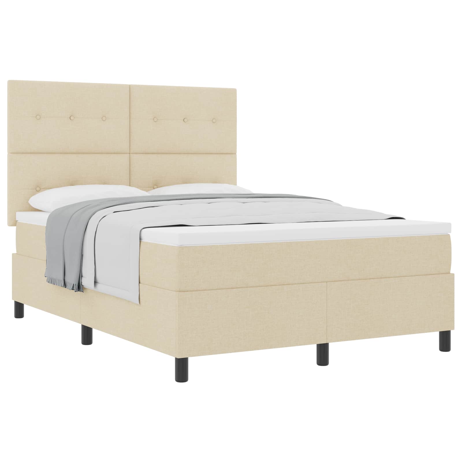Κρεβάτι με ελατήρια με στρώμα Κρεμ 140 x 190 cm ύφασμα - Pakobazaar