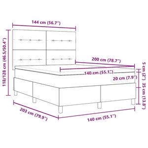 Κρεβάτι με ελατήρια με στρώμα Σκούρο Γκρι 140 x 200 cm ύφασμα - Pakobazaar