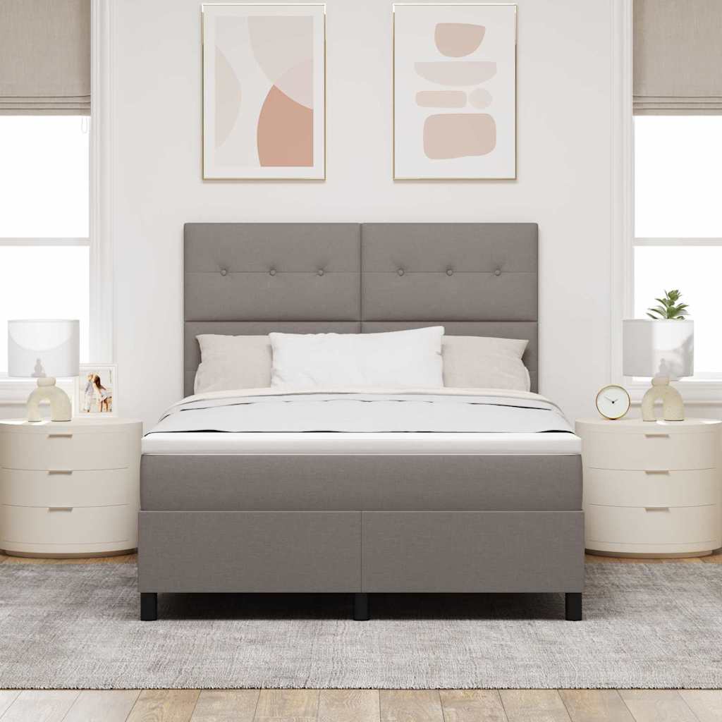 Κρεβάτι με ελατήρια με κεφαλάρι Taupe 140 x 200 cm ύφασμα